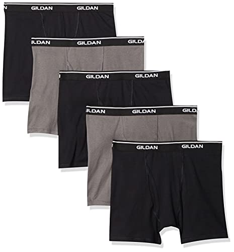 Gildan Platinum Men's Boxer Briefs, Charcoal/Black, Small