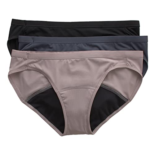 Hanes Women's Fresh & Dry Moderate Period 3-Pack Bikini Underwear