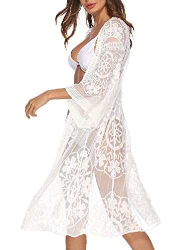 White Lace Kimono Cardigan Cover Up