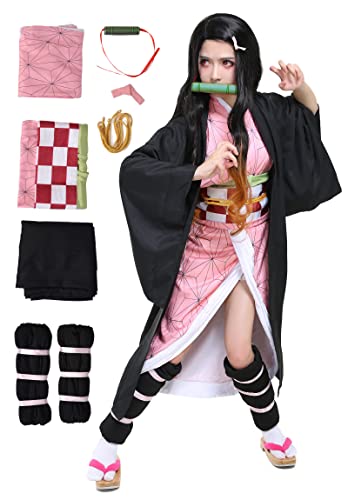 miccostumes Kimono Cosplay Costume with Bamboo (S, Multicolored)