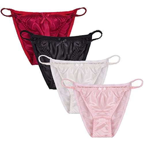 Silk Bikini Panties for Women (4-Pack), M Multicolor