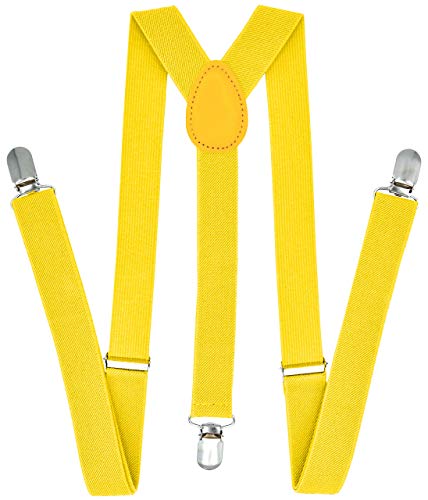 trilece Men's Yellow Suspenders - Adjustable Size Elastic Y Shape
