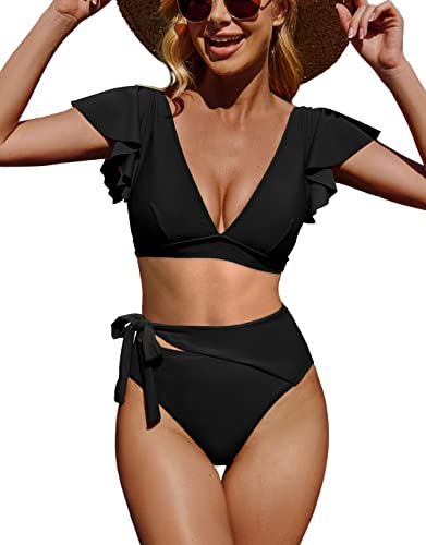 Dofaoo Women's Ruffle Sleeve Bikini Swimsuit - Stylish and Comfortable