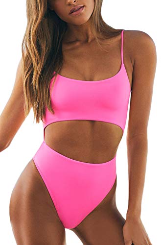 Meyeeka Womens Strappy Cut Out One Piece Swimsuit