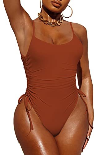 Burnt Orange High Leg Tummy Control Swimsuit