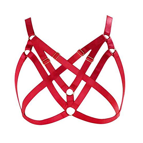LIVE4COOL Women Harness Elastic Cupless Cage Bra
