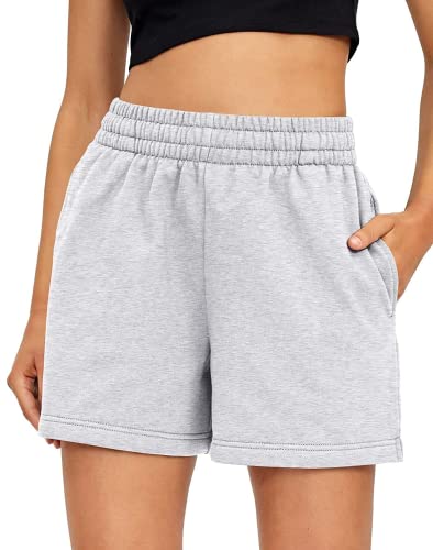 Casual High Waisted Athletic Shorts with Pockets Fashion 2023 Grey