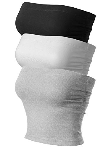 MixMatchy Women's Double Layered Tube Top 3PACK