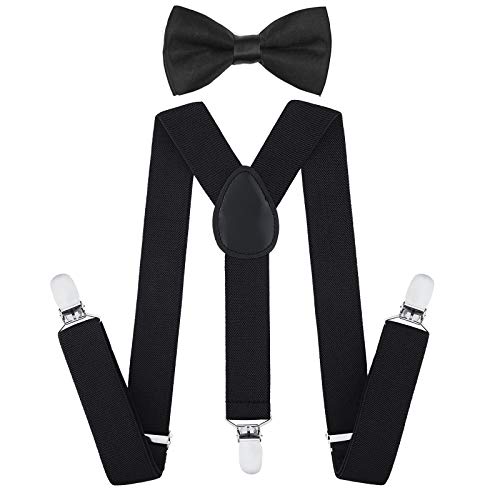 AWAYTR Kids Suspenders Bowtie Set - Adjustable Suspender Set for Boys and Girls
