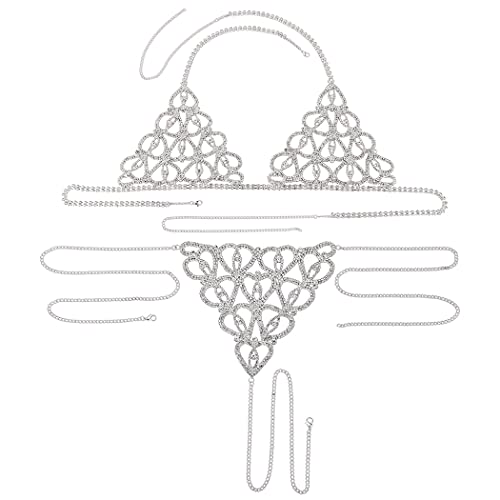Silver Heart Underwear Bikini Bra Chain