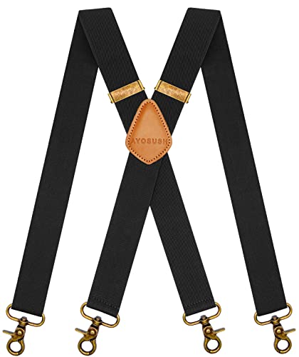 AYOSUSH Men's Swivel Snap Hooks Black Elastic Suspenders