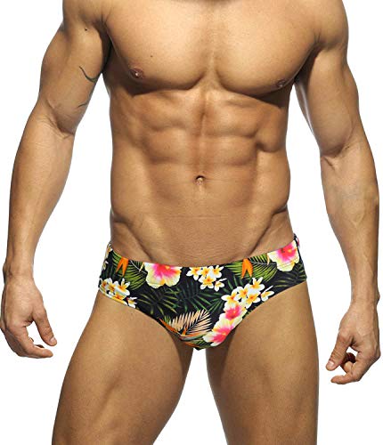 MIZOK Men's Floral Swimsuit Briefs