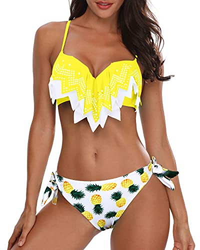 Yellow Pineapple Women Two Piece Swimsuits Push Up Bikini Sets