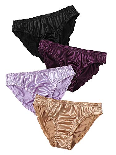 Verdusa Women's Frill Trim Satin Underwear Set