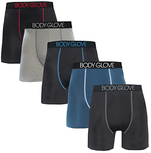Body Glove Men's Boxer Briefs, 5-Pack Moisture Wicking Performance Underwear for Men
