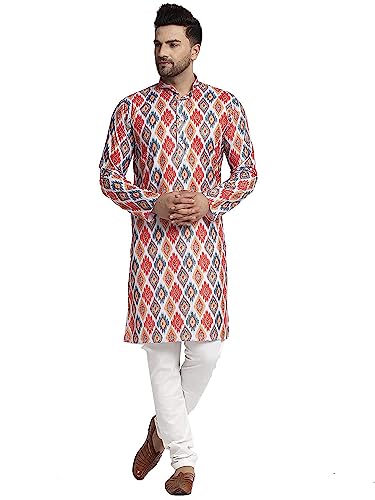 Men's Cotton Printed Indian Party Wear Kurta Pajama Set