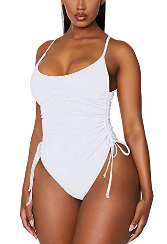 Ruched Drawstring One Piece Swimsuit