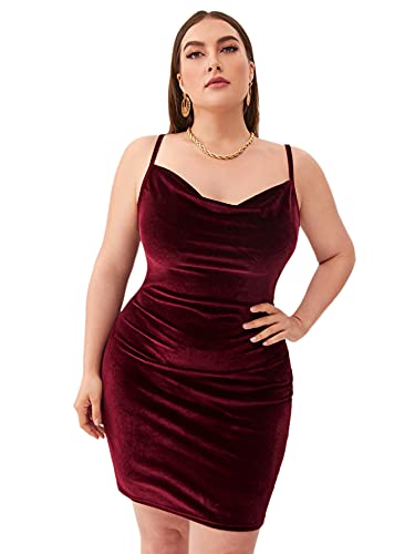 SOLY HUX Women's Plus Size Velvet Mini Dress