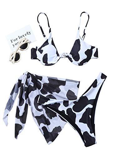 Romwe Cow Print Bikini Set