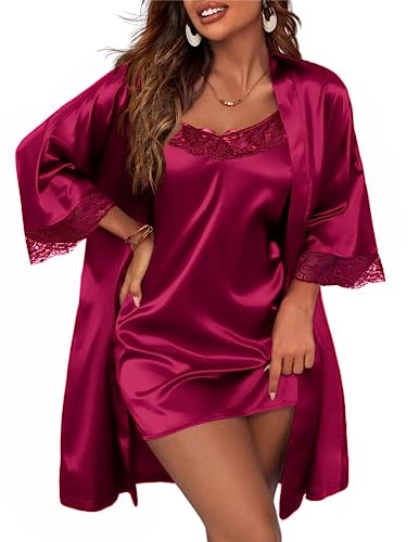 Ekouaer Silk Nightgowns Women's Sexy Robe Sets