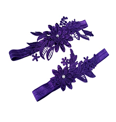 Floral Bridal Garter Lace W010 (Purple)