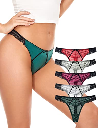 Thonviilane Seamless Thongs Pack - Sexy Lace & Satin Panties