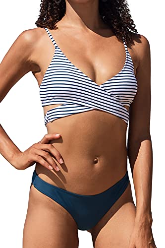 Striped Tie Low Rise Two Piece Bathing Suit