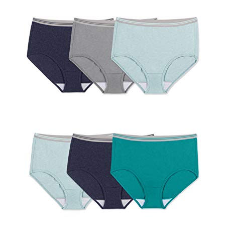 Fit for Me Womens Plus Brief Underwear, 6 Pack, Assorted