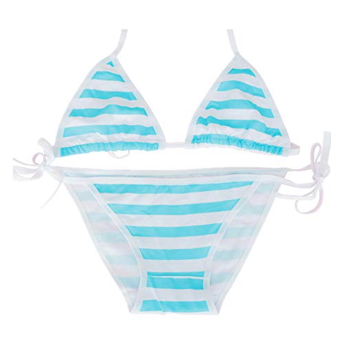 TOMORI Cute&Sexy Stripe Bikini for Cosplay (Blue)
