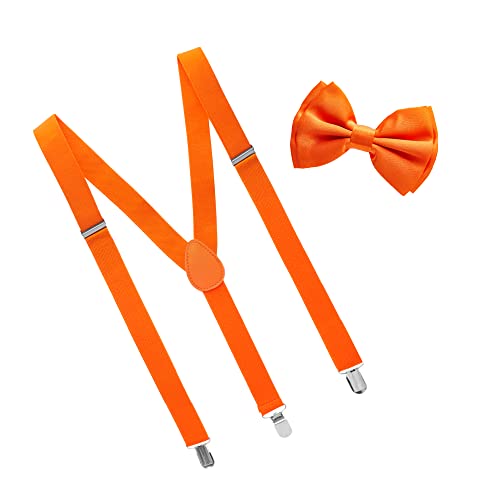 Man of Men Orange Bowtie & Suspender Set