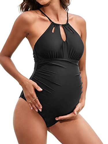 CUPSHE Maternity One Piece Swimsuit Black