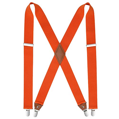 Durable Orange Elastic Suspenders for Men and Women