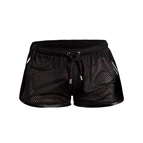 WENKOMG1 See Through Quick Dry Swim Shorts (Black, M)