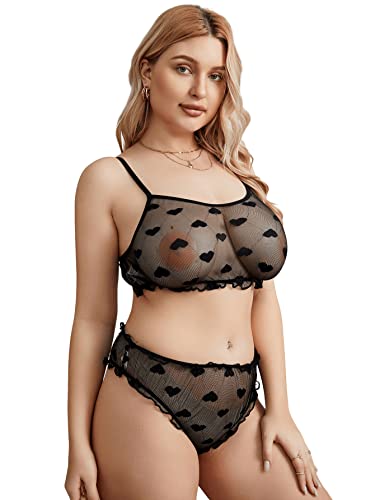 SOLY HUX Mesh Sheer See Through Lingerie Set - Sexy and Flattering