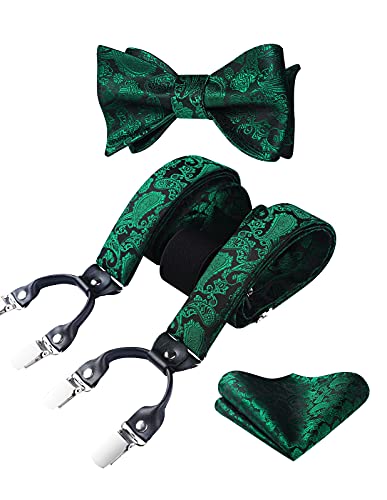 Green Floral Suspenders and Bow Tie Set