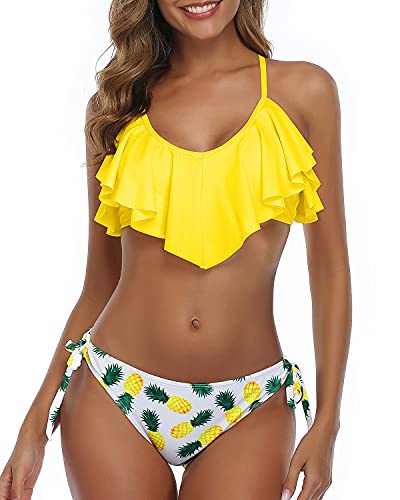 Yellow Two Piece Flounce Bikini