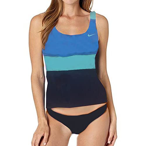 Nike Essential Tankini Swim Suit - Blue Color Block