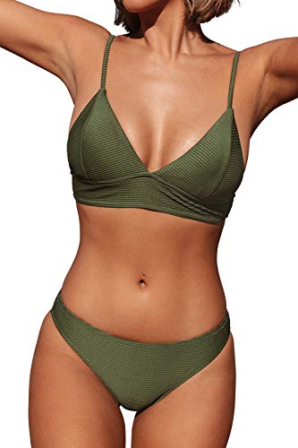 Army Green Solid Bikini Triangle Sexy Bathing Suit