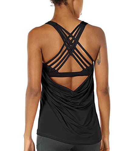 icyzone Yoga Tops with Built-in Bra Tank Tops for Women