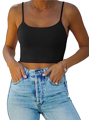 REORIA Women's Adjustable Spaghetti Strap Crop Top