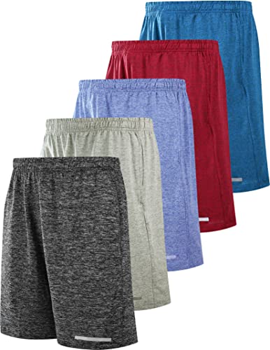 5 Pack Youth Athletic Mesh Basketball Shorts with Pockets