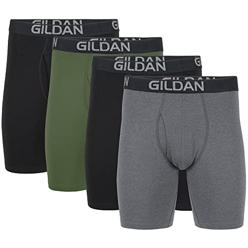 Gildan Men's Cotton Stretch Boxer Briefs (4-Pack), Medium