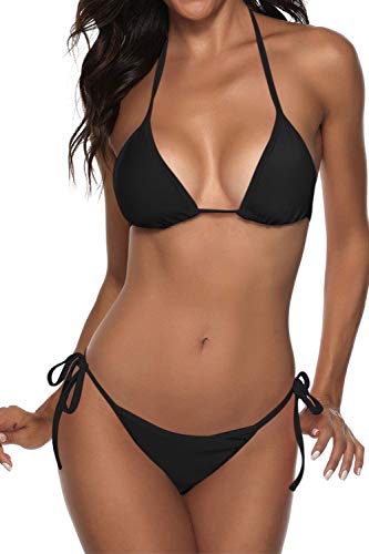 Sexy Black Two Piece Triangle Bikini Sets - Women's Swimwear