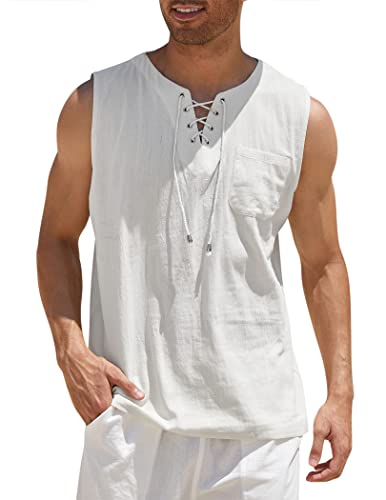 Stylish Mens Cotton Linen Tank Top Shirt