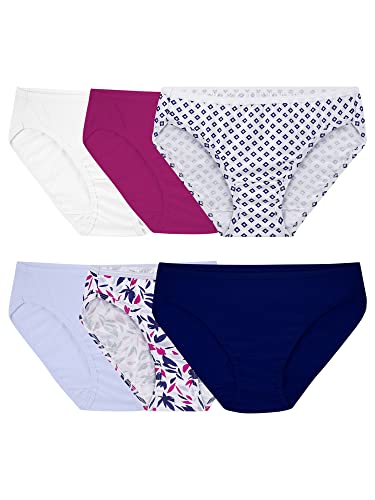 Fruit of the Loom Women's Tag Free Cotton Panties Bikini Underwear - 6 Pack - Assorted Colors
