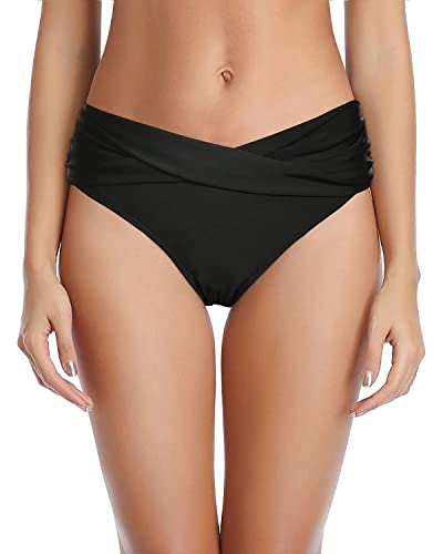Flattering Black Twist Bikini Bottom for Women