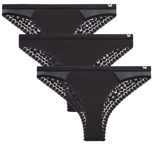Jessica Simpson Women's Microfiber Lace Tanga Panties