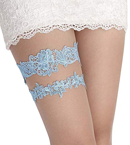 Wedding Garter Set Lace Garters Belt - Blue