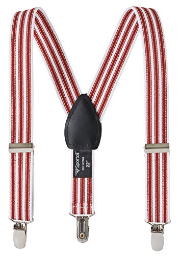 Adjustable Kids Suspenders - White/Red Stripes