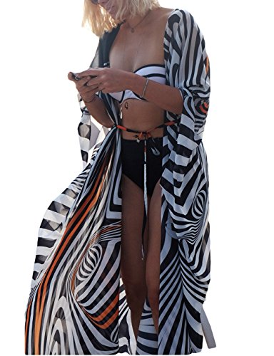 Bsubseach Women's Zebra Print Kimono Cardigan
